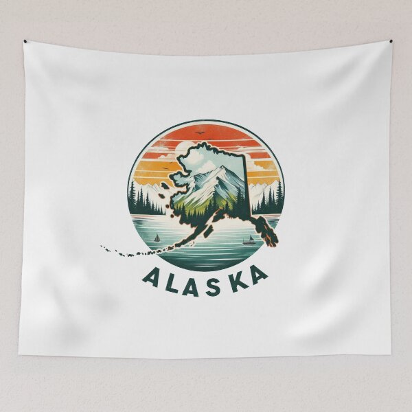 Item preview, Alaska retro travel map – USA state design designed and sold by CleanDecor.