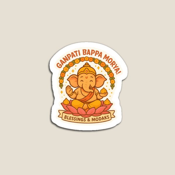 Item preview, Ganpati Bappa Morya Sticker – Lord Ganesha Festival Decoration, Hindu Spiritual Art designed and sold by Sidly1111.