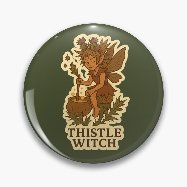 Item preview, Thistle Witch – Sitting on a Magical Cauldron designed and sold by WitchPrint.