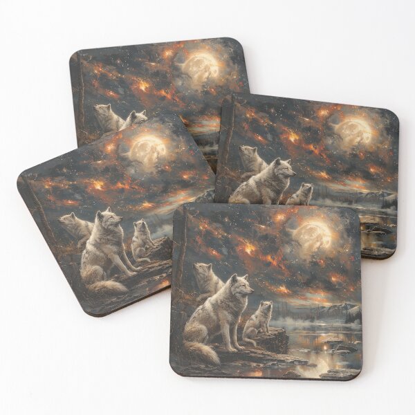 Item preview, Wolves Under Cosmic Moonlit Sky designed and sold by Daagath.