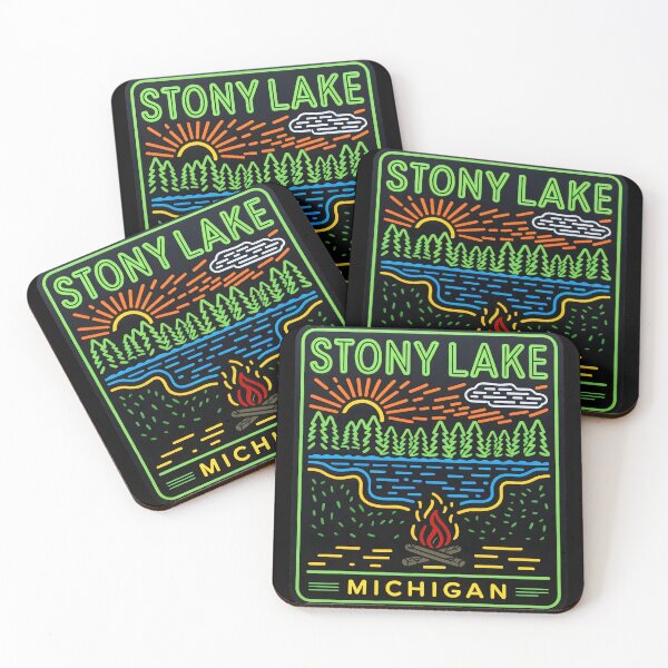 Item preview, Neon Campfire Stony Lake Michigan  designed and sold by TheOldMittenIllustrated.