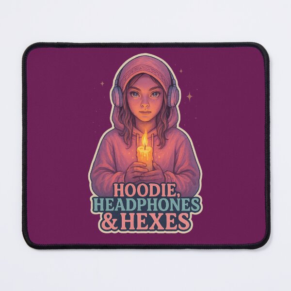 Item preview, Hoodie, Headphones & Hexes – Modern Witch Illustration designed and sold by WitchPrint.