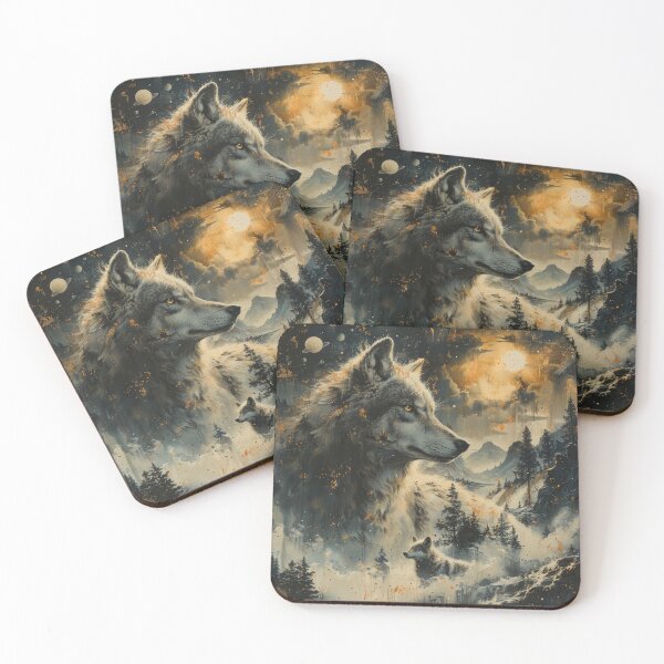 Item preview, Wolf in a mystical mountain landscape designed and sold by Daagath.