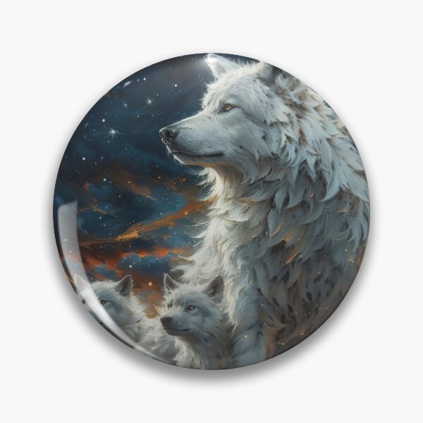 Item preview, White wolves under a cosmic starry sky designed and sold by Daagath.