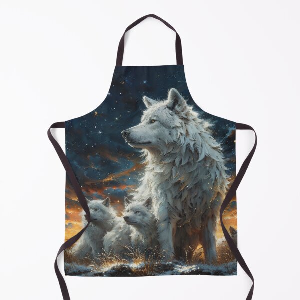 Item preview, White wolves under a cosmic starry sky designed and sold by Daagath.