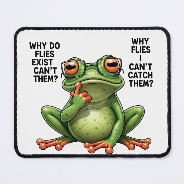 Item preview, Funny Thinking Frog – Why Do Flies Exist Meme Illustration designed and sold by New Dragon.