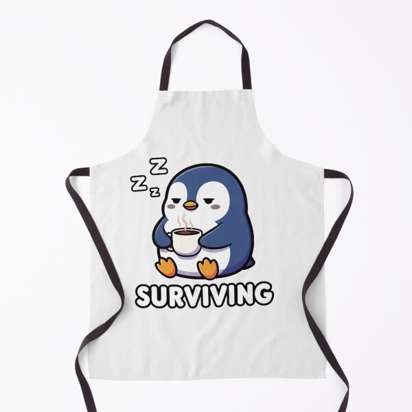 Item preview, Tired Penguin with Coffee – Surviving Funny Cute Illustration designed and sold by New Dragon.