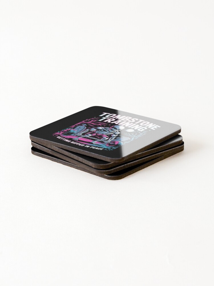 Thumbnail 4 of 5, Coasters (Set of 4), Tombstone Training Getting Ripped In Peace designed and sold by 89BLACK.