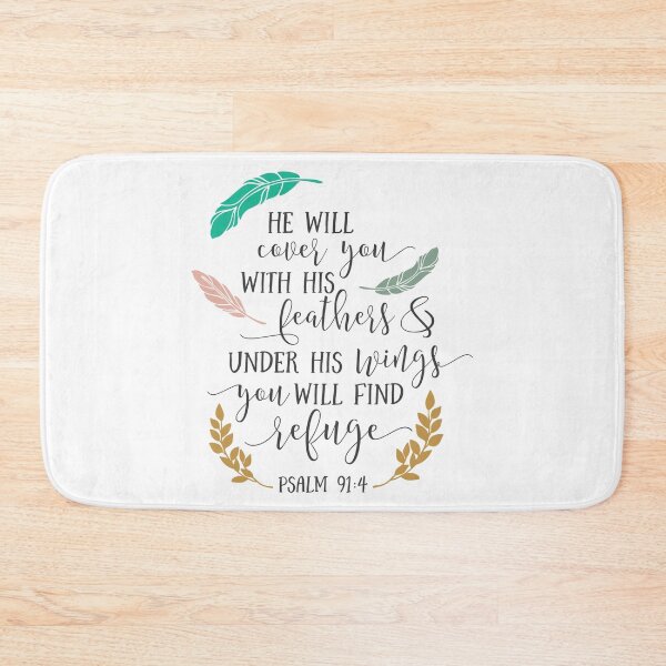 Item preview, He Will Cover You With His Feathers – Psalm 91:4 | Christian Faith, Protection & Refuge Bible Verse Gifts designed and sold by Hope & Light Designs.