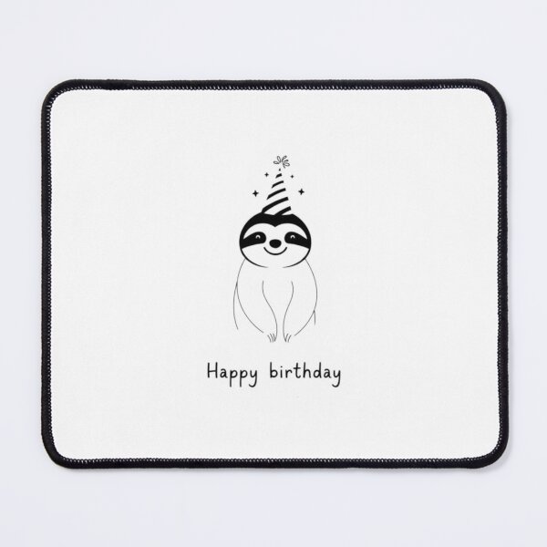 Item preview, Minimalist Sloth Birthday Card simple monochrome cute black white gift happy cake designed and sold by CheeseBlueprint.