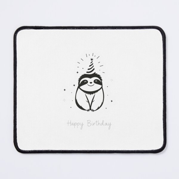 Item preview, Minimalist Sloth Birthday Card simple monochrome cute black white gift happy cake designed and sold by CheeseBlueprint.