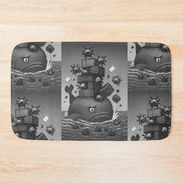 Item preview, Sinking Docker Containers – Pixel Art in Grayscale designed and sold by nozhove.