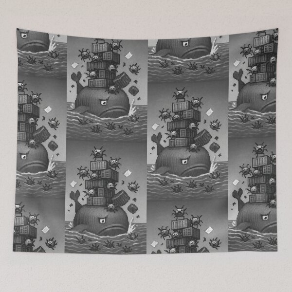 Item preview, Sinking Docker Containers – Pixel Art in Grayscale designed and sold by nozhove.