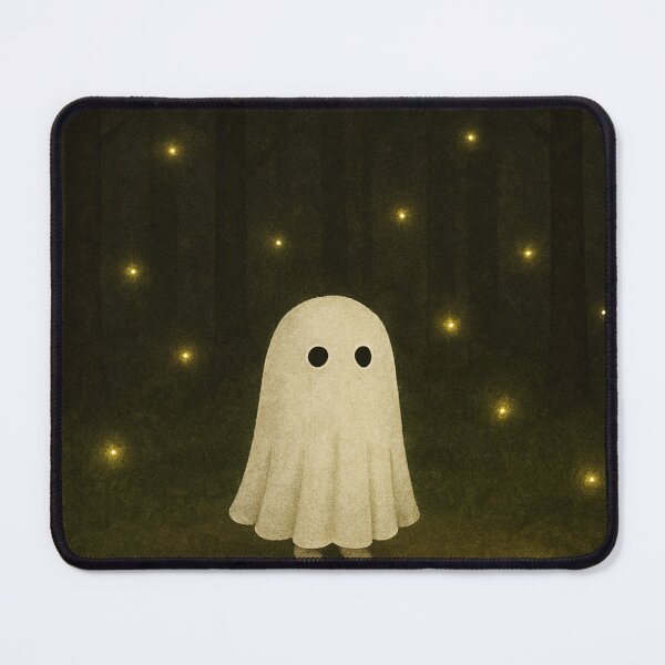 Item preview, Adorable Ghost with Fireflies – Whimsical Night Forest Art designed and sold by Heavenly-Cloudz.