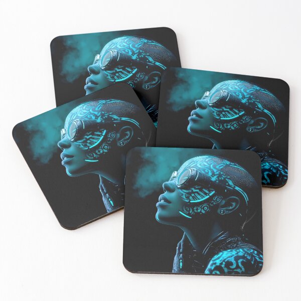 Item preview, Cyborg Woman with Luminous Tribal Tattoos designed and sold by OneMillionSpot.