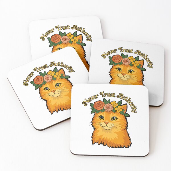 Item preview, Never Trust Authority – Cat with a Flower Crown designed and sold by KatelynMitalski.