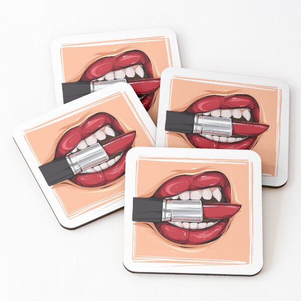 Item preview, Juicy red lips holding a red lipstick in a sleek black case designed and sold by JuKoArt.