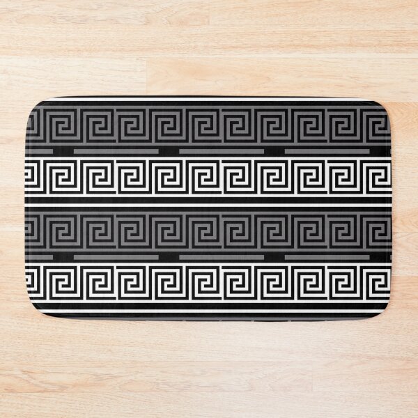 Item preview, Black Background Grey White Greek Key Fret Design  designed and sold by PatternTitan.