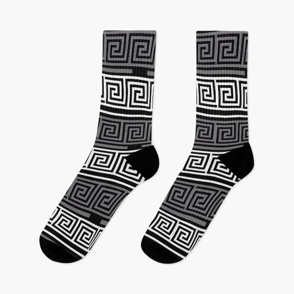 Item preview, Black Background Grey White Greek Key Fret Design  designed and sold by PatternTitan.