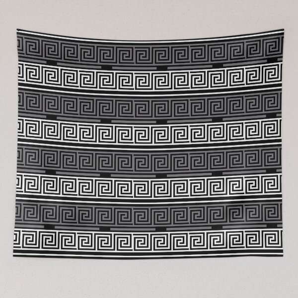 Item preview, Black Background Grey White Greek Key Fret Design  designed and sold by PatternTitan.