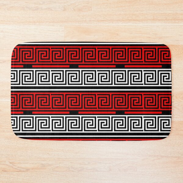 Item preview, Black Background Red White Greek Key Fret Design  designed and sold by PatternTitan.