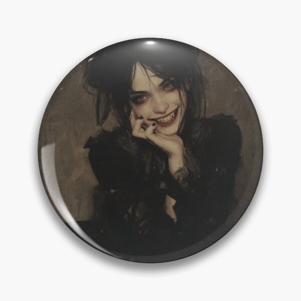 Item preview, Gothic Emo Teen Portrait – Dark Art with Manic Smile and Black Dress designed and sold by GonzaloFreire.