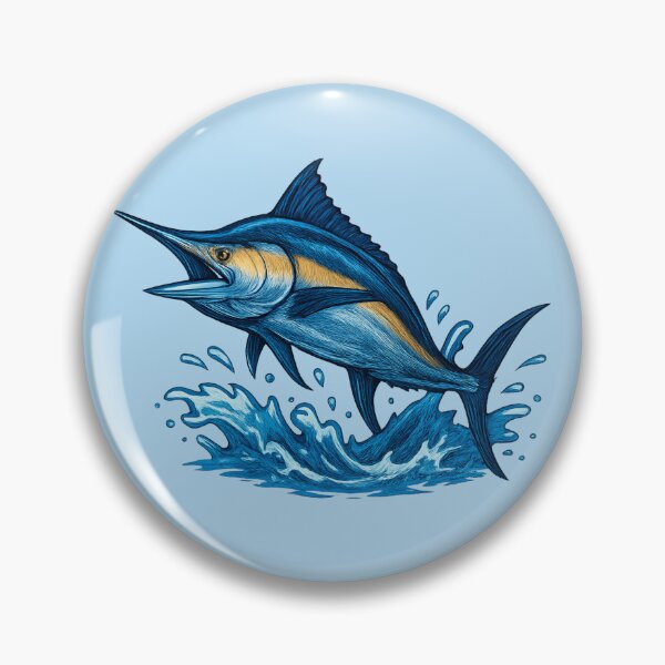 Item preview, Blue Marlin Leaping – Sportfishing Illustration designed and sold by NoRestDesigns.