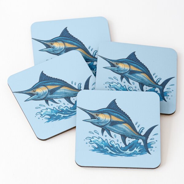 Item preview, Blue Marlin Leaping – Sportfishing Illustration designed and sold by NoRestDesigns.