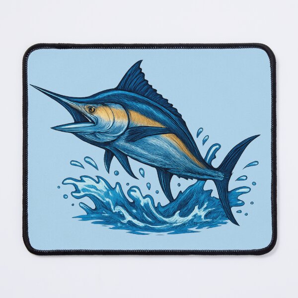 Item preview, Blue Marlin Leaping – Sportfishing Illustration designed and sold by NoRestDesigns.
