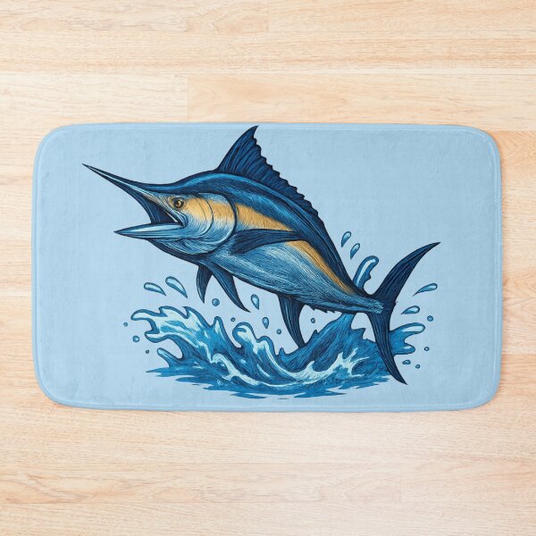 Item preview, Blue Marlin Leaping – Sportfishing Illustration designed and sold by NoRestDesigns.