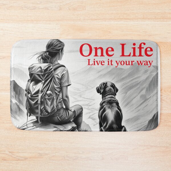 Item preview, One Life Mug, Chocolate Labrador mom with mountain views  designed and sold by Cycling Tails.