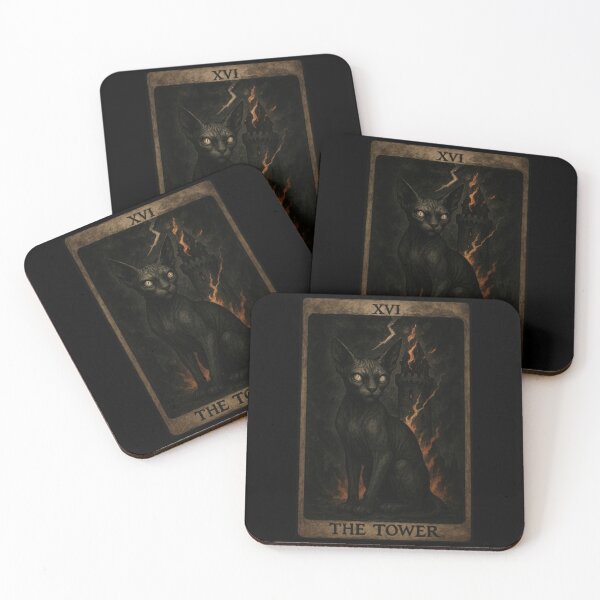 Item preview, The Tower Tarot Card Sphynx Edition  designed and sold by LokiTheGrimm.