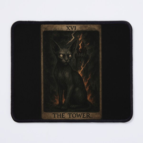 Item preview, The Tower Tarot Card Sphynx Edition  designed and sold by LokiTheGrimm.