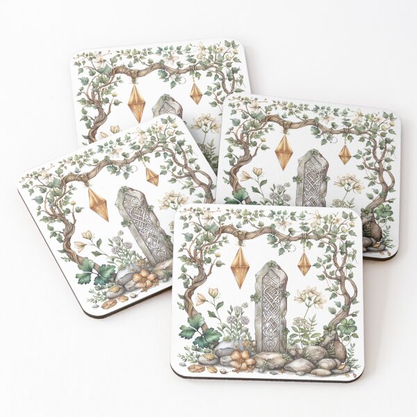 Item preview, Celtic Stone Monument – Mystical Botanical Illustration designed and sold by CelticSoulShop.