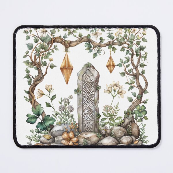 Item preview, Celtic Stone Monument – Mystical Botanical Illustration designed and sold by CelticSoulShop.