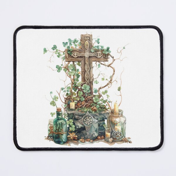 Item preview, Celtic Wooden Cross with Candles and Ivy designed and sold by CelticSoulShop.