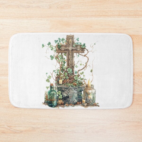 Item preview, Celtic Wooden Cross with Candles and Ivy designed and sold by CelticSoulShop.