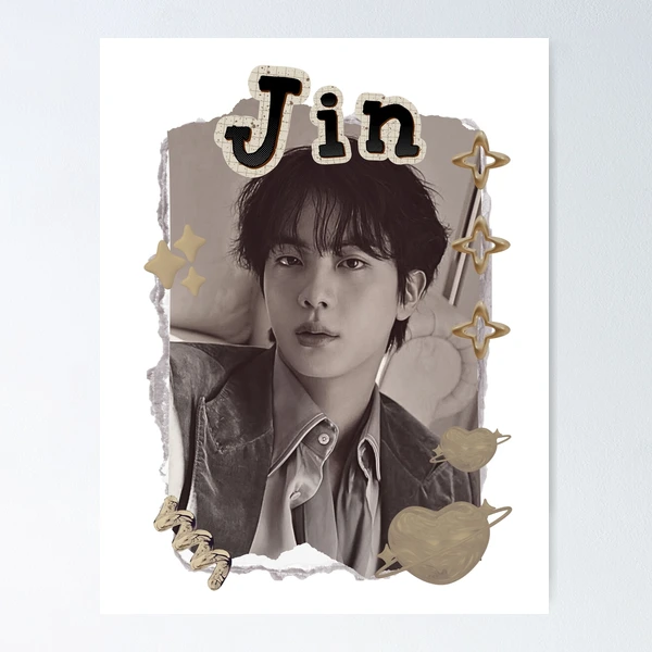 BTS Jin K-pop Boy group Scrapbook Collage Cozy Y2K Vintage Design