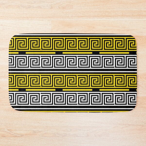 Item preview, Black Background Yellow White Greek Key Fret Design  designed and sold by PatternTitan.