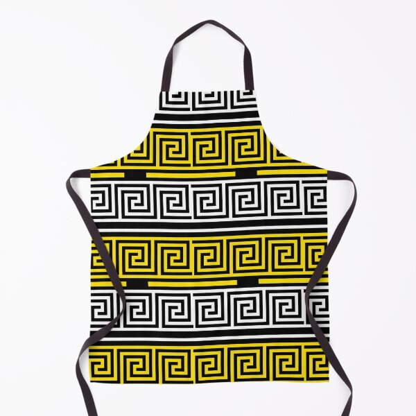 Item preview, Black Background Yellow White Greek Key Fret Design designed and sold by PatternTitan.