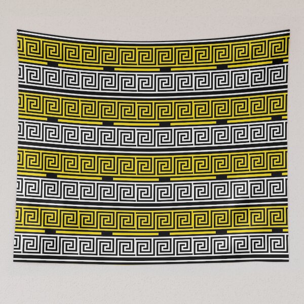 Item preview, Black Background Yellow White Greek Key Fret Design  designed and sold by PatternTitan.