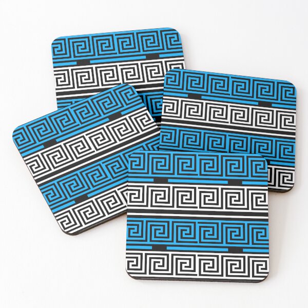 Item preview,  Black Background Blue White Greek Key Fret Design  designed and sold by PatternTitan.