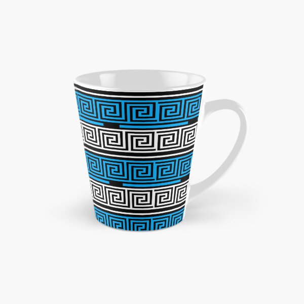 Item preview,  Black Background Blue White Greek Key Fret Design  designed and sold by PatternTitan.