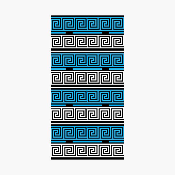 Item preview,  Black Background Blue White Greek Key Fret Design  designed and sold by PatternTitan.
