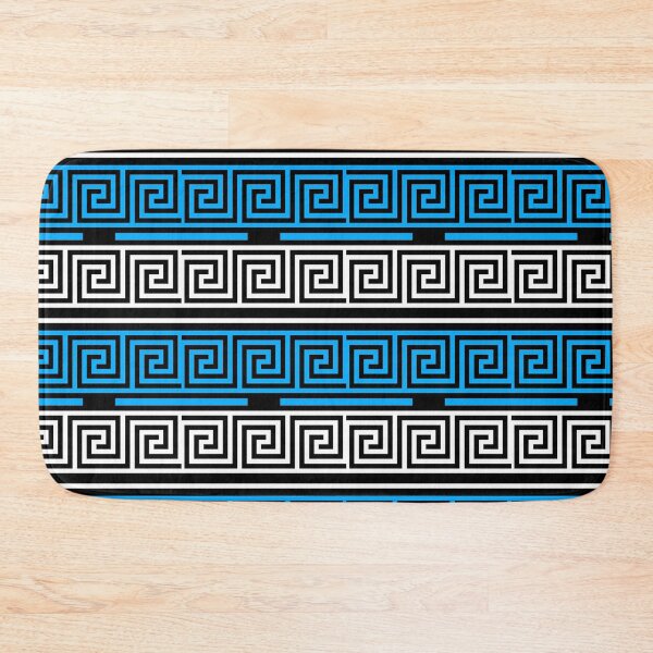 Item preview,  Black Background Blue White Greek Key Fret Design  designed and sold by PatternTitan.