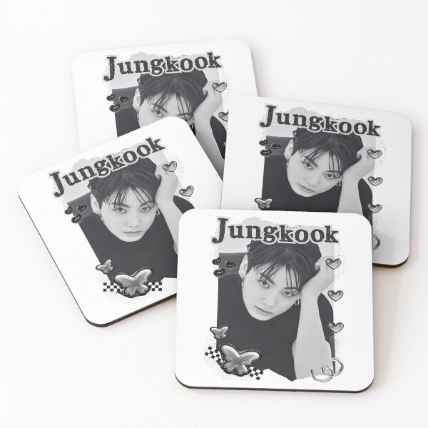 Artikelvorschau, BTS Jungkook Kpop Boy Group Schwarz-Weiß-Collage-Design entworfen und verkauft von AJUNICE STUDIO.