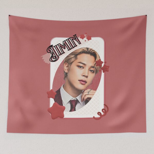 Item preview, BTS Jimin Kpop Boy Group Card Red Aesthetic Collage Design designed and sold by AJUNICE STUDIO.