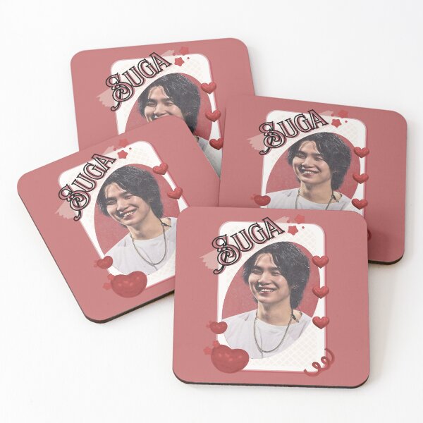 Item preview, BTS Suga Kpop Boy Group Card Red Aesthetic Collage Design designed and sold by AJUNICE STUDIO.