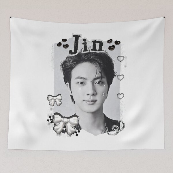Item preview, BTS Jin Kpop Boy Group Black and White Collage Design designed and sold by AJUNICE STUDIO.