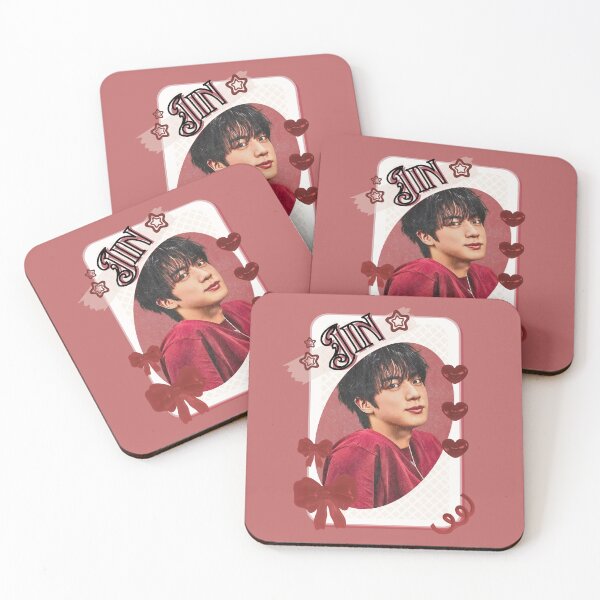 Artikelvorschau, BTS Jin Kpop Boy Group Karte Rot Ästhetisches Collage-Design entworfen und verkauft von AJUNICE STUDIO.